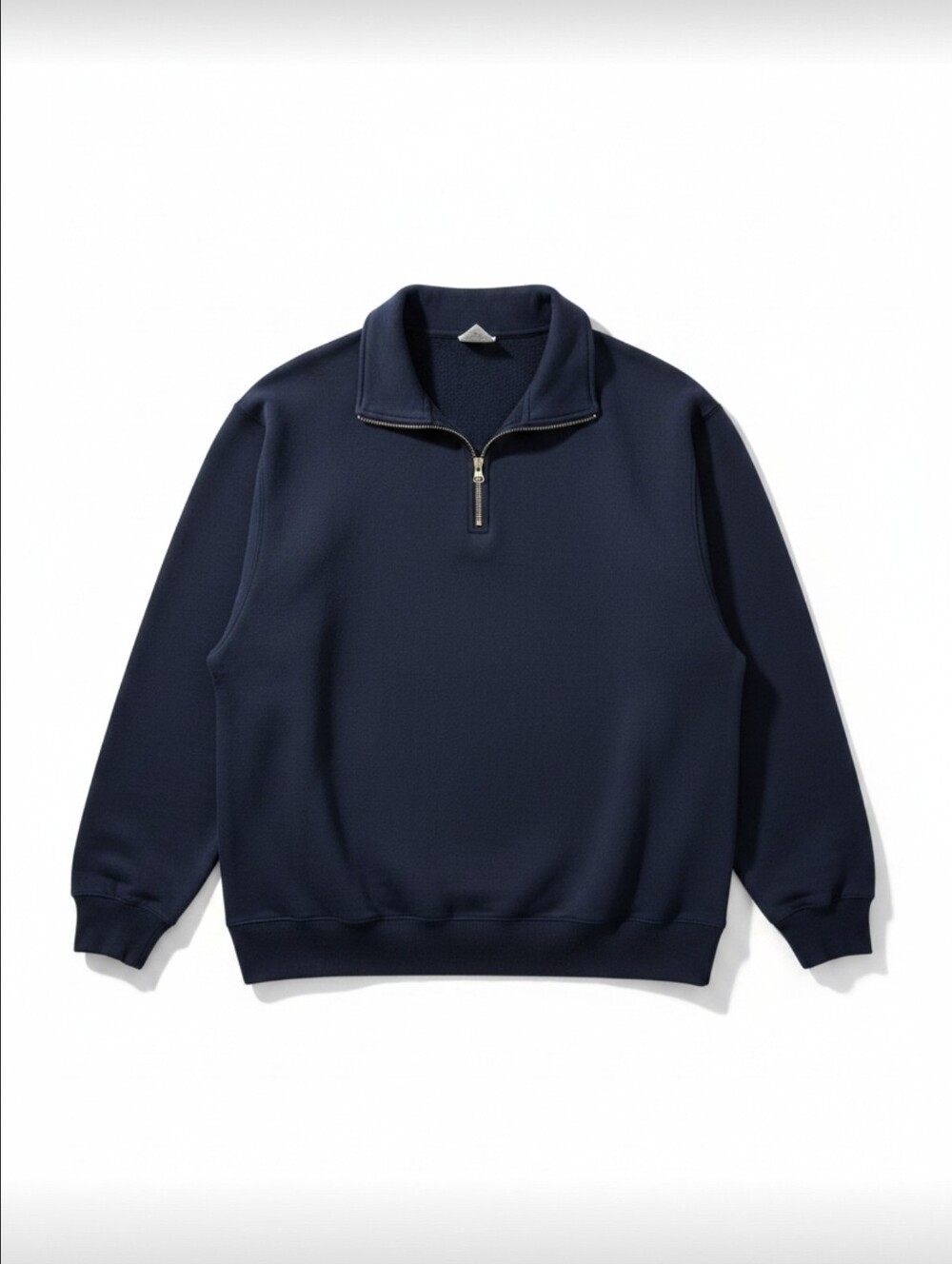 ZARA Men's Navy Blue Quarter Zip Fleece Sweatshirt XL - Picture 1 of 5